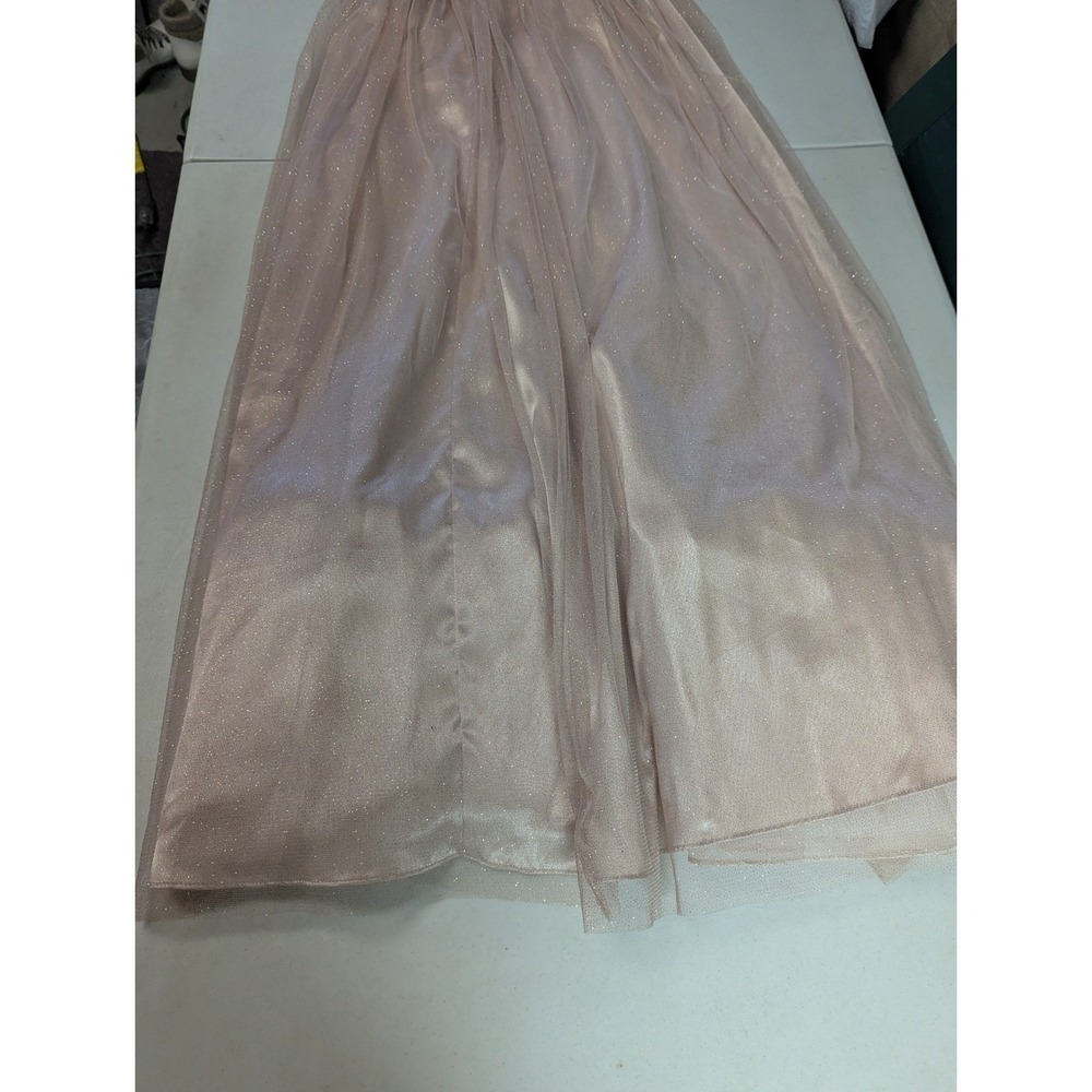 Morgan & Co Formal Gown Dress 5/6 Pink Gold Lace Tulle Satin Maxi Prom Evening - Picture 15 of 16